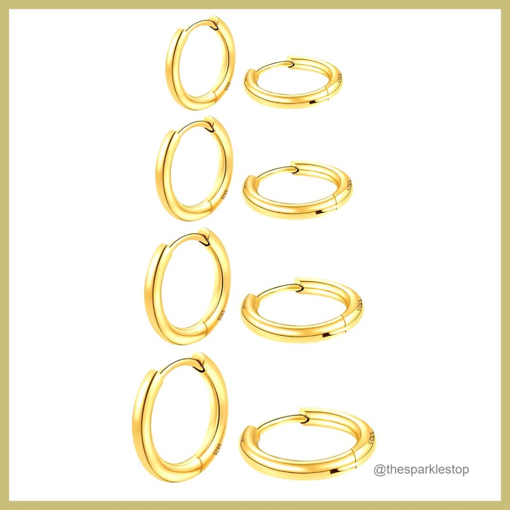 14K Gold Plated Huggie Hoop Earrings Hypoallergenic Women's Jewelry